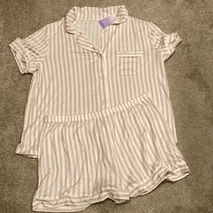 STARS ABOVE pink and white stripe pajama Shorts set.